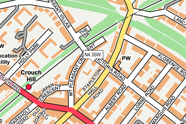 N4 3SW map - OS OpenMap – Local (Ordnance Survey)