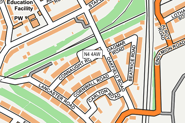 N4 4AW map - OS OpenMap – Local (Ordnance Survey)