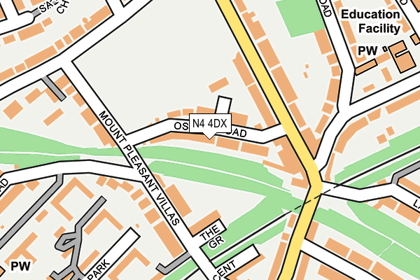 N4 4DX map - OS OpenMap – Local (Ordnance Survey)