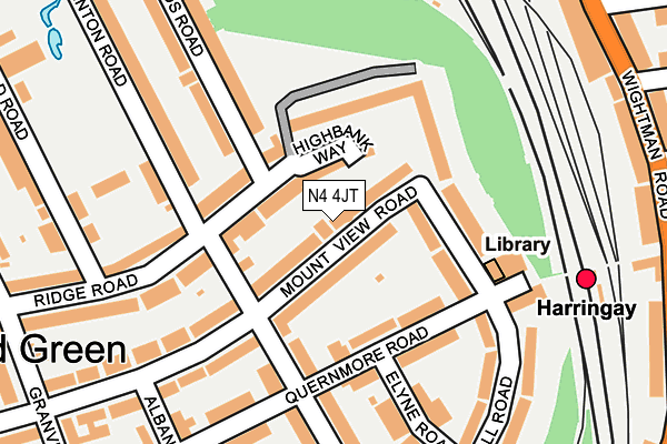 N4 4JT map - OS OpenMap – Local (Ordnance Survey)
