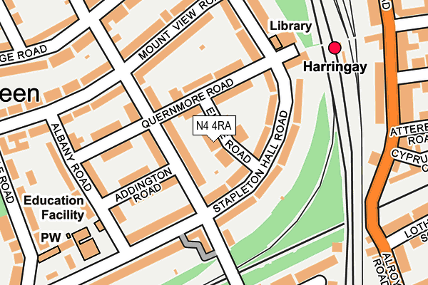 N4 4RA map - OS OpenMap – Local (Ordnance Survey)