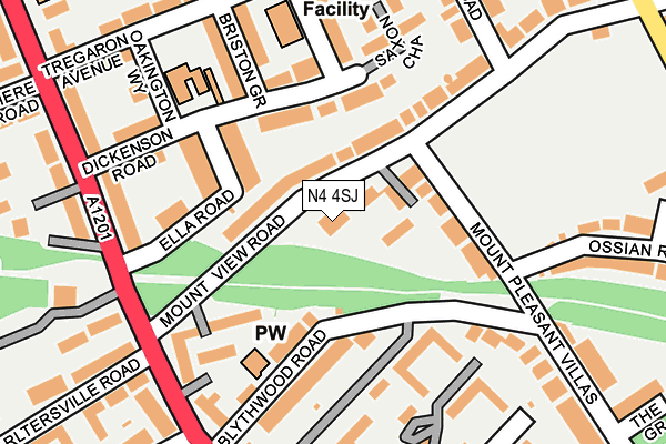 N4 4SJ map - OS OpenMap – Local (Ordnance Survey)