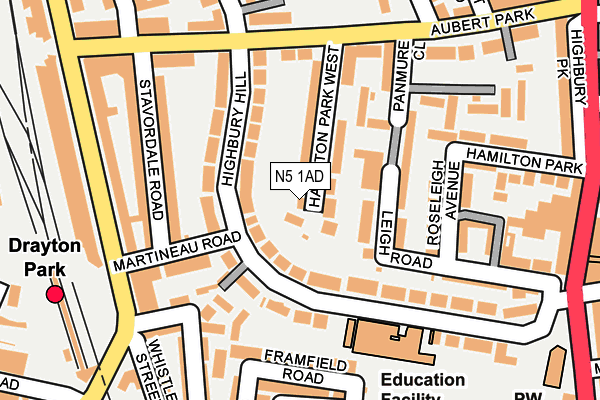 N5 1AD map - OS OpenMap – Local (Ordnance Survey)