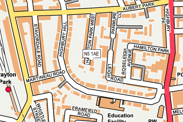 N5 1AE map - OS OpenMap – Local (Ordnance Survey)