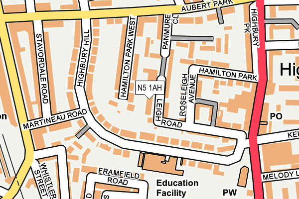 N5 1AH map - OS OpenMap – Local (Ordnance Survey)
