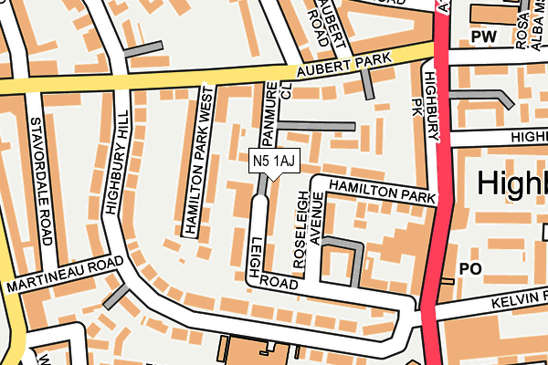 N5 1AJ map - OS OpenMap – Local (Ordnance Survey)