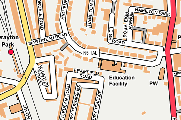 N5 1AL map - OS OpenMap – Local (Ordnance Survey)