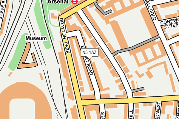 N5 1AZ map - OS OpenMap – Local (Ordnance Survey)