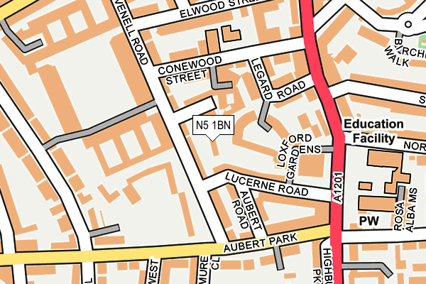 N5 1BN map - OS OpenMap – Local (Ordnance Survey)
