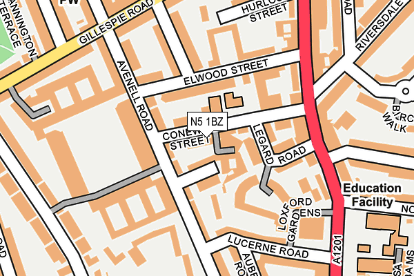 N5 1BZ map - OS OpenMap – Local (Ordnance Survey)