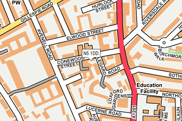 N5 1DD map - OS OpenMap – Local (Ordnance Survey)