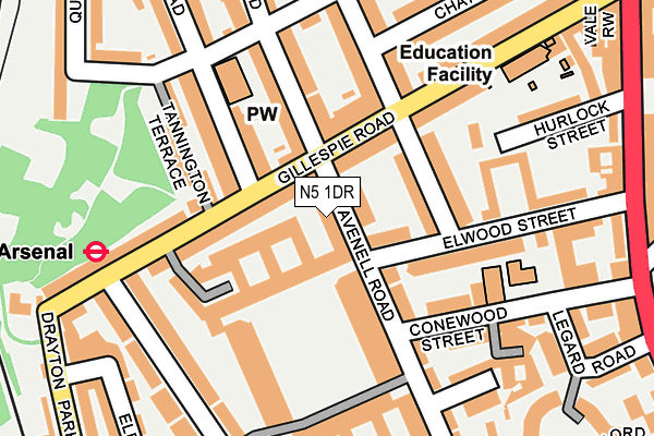 N5 1DR map - OS OpenMap – Local (Ordnance Survey)