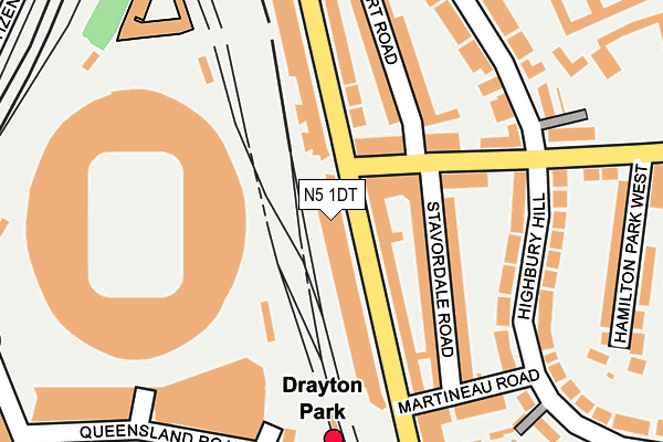 N5 1DT map - OS OpenMap – Local (Ordnance Survey)