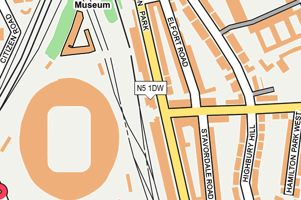 N5 1DW map - OS OpenMap – Local (Ordnance Survey)