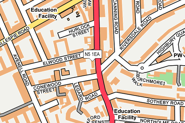 N5 1EA map - OS OpenMap – Local (Ordnance Survey)