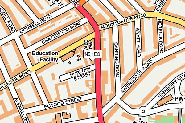 N5 1EG map - OS OpenMap – Local (Ordnance Survey)