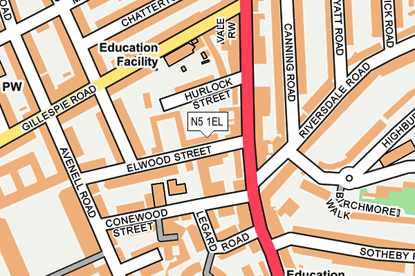 N5 1EL map - OS OpenMap – Local (Ordnance Survey)