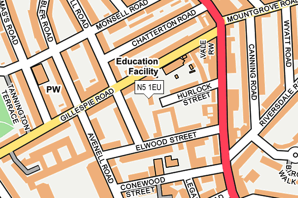 N5 1EU map - OS OpenMap – Local (Ordnance Survey)