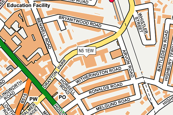 N5 1EW map - OS OpenMap – Local (Ordnance Survey)