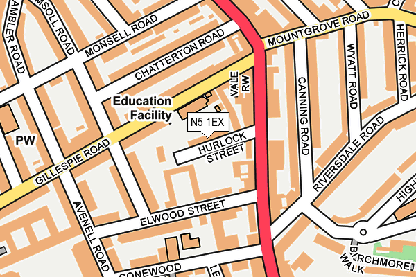N5 1EX map - OS OpenMap – Local (Ordnance Survey)