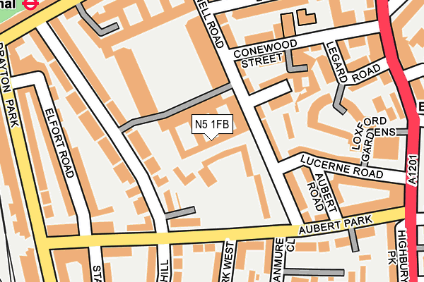 N5 1FB map - OS OpenMap – Local (Ordnance Survey)