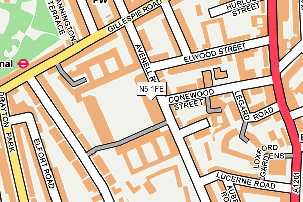 N5 1FE map - OS OpenMap – Local (Ordnance Survey)