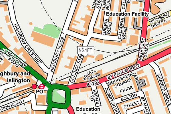 N5 1FT map - OS OpenMap – Local (Ordnance Survey)