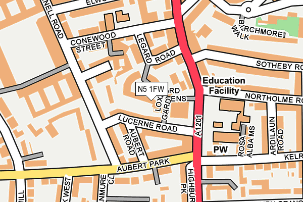 N5 1FW map - OS OpenMap – Local (Ordnance Survey)