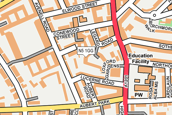 N5 1GG map - OS OpenMap – Local (Ordnance Survey)