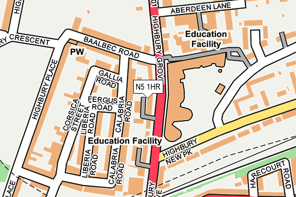 N5 1HR map - OS OpenMap – Local (Ordnance Survey)