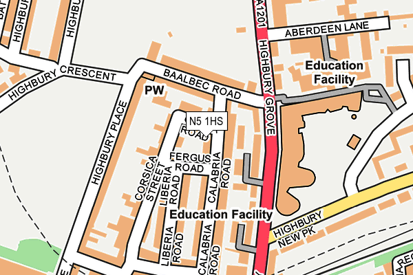 N5 1HS map - OS OpenMap – Local (Ordnance Survey)