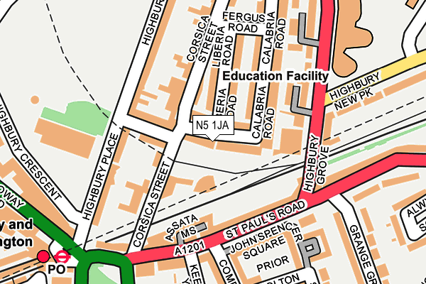 N5 1JA map - OS OpenMap – Local (Ordnance Survey)