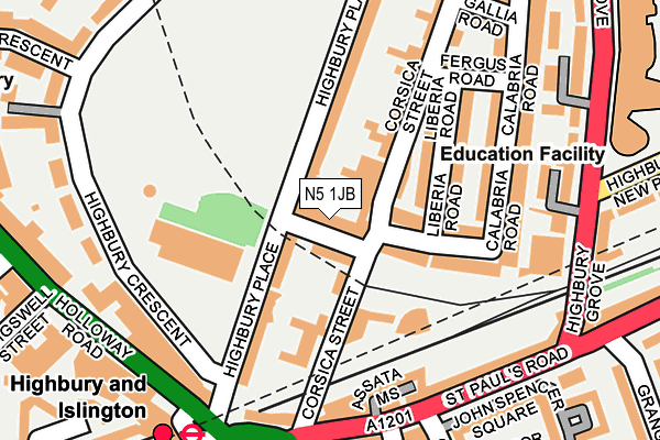 N5 1JB map - OS OpenMap – Local (Ordnance Survey)