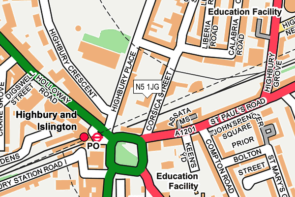 N5 1JG map - OS OpenMap – Local (Ordnance Survey)