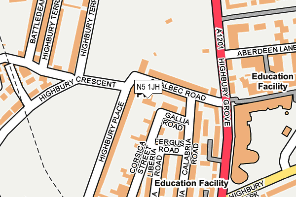 N5 1JH map - OS OpenMap – Local (Ordnance Survey)