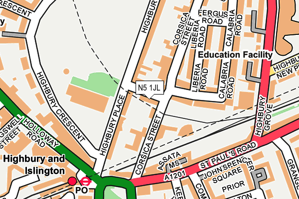 N5 1JL map - OS OpenMap – Local (Ordnance Survey)