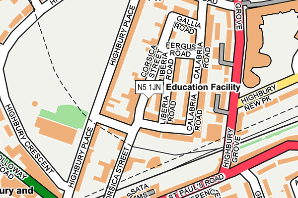 N5 1JN map - OS OpenMap – Local (Ordnance Survey)