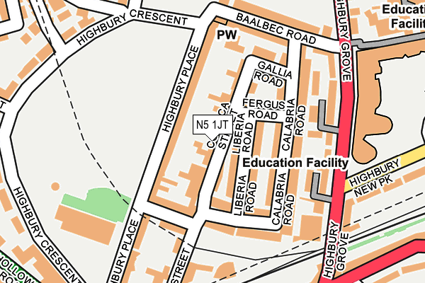 N5 1JT map - OS OpenMap – Local (Ordnance Survey)