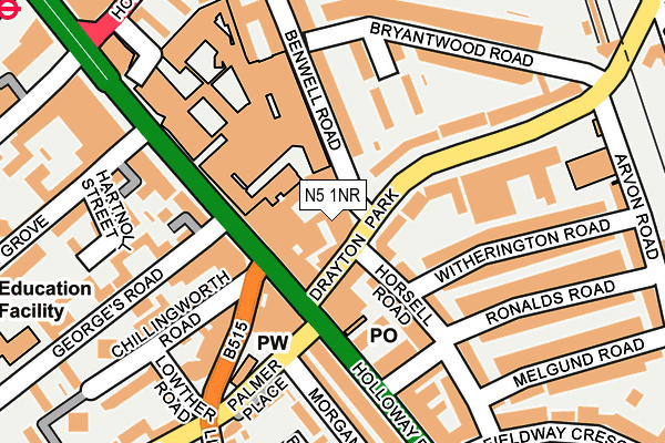 N5 1NR map - OS OpenMap – Local (Ordnance Survey)