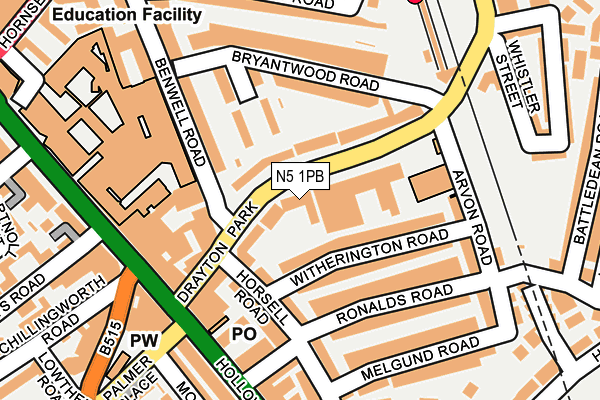 N5 1PB map - OS OpenMap – Local (Ordnance Survey)