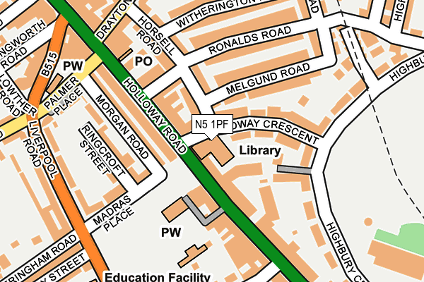 N5 1PF map - OS OpenMap – Local (Ordnance Survey)