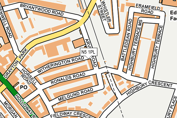 N5 1PL map - OS OpenMap – Local (Ordnance Survey)