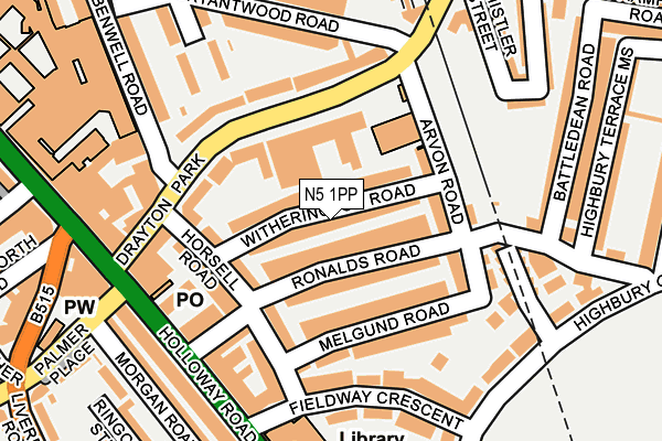 N5 1PP map - OS OpenMap – Local (Ordnance Survey)