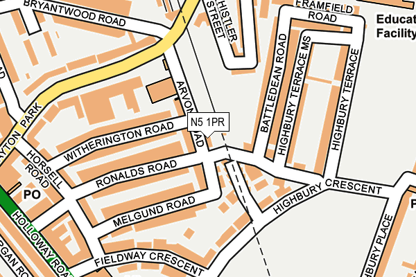 N5 1PR map - OS OpenMap – Local (Ordnance Survey)