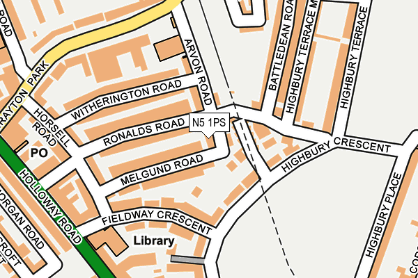 N5 1PS map - OS OpenMap – Local (Ordnance Survey)