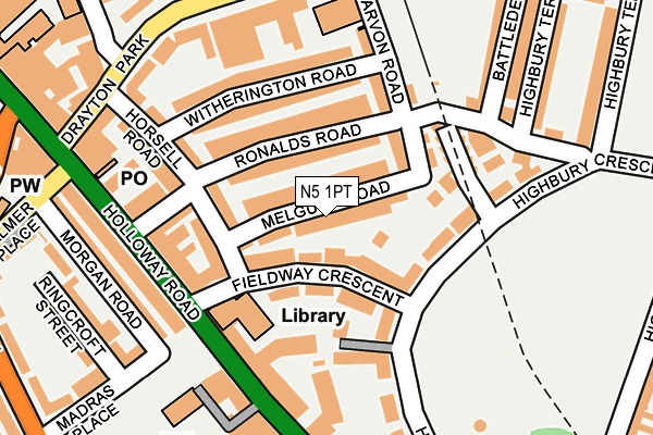 N5 1PT map - OS OpenMap – Local (Ordnance Survey)
