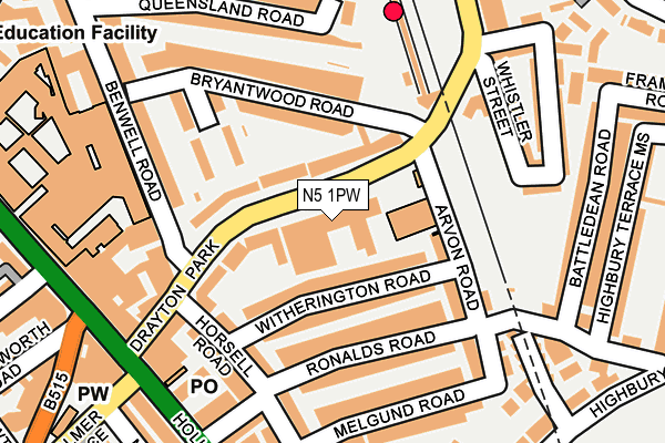 N5 1PW map - OS OpenMap – Local (Ordnance Survey)