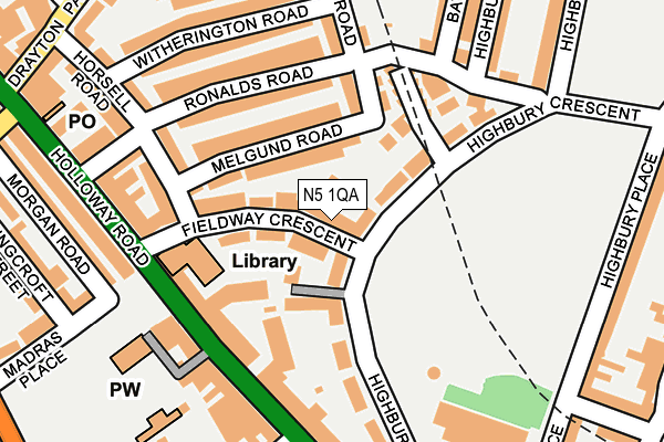N5 1QA map - OS OpenMap – Local (Ordnance Survey)