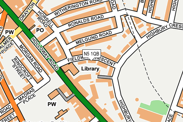N5 1QB map - OS OpenMap – Local (Ordnance Survey)