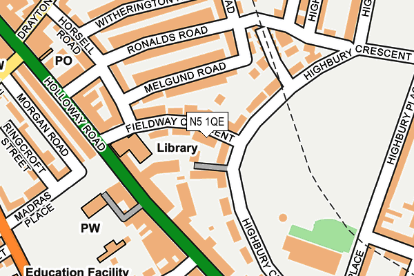 N5 1QE map - OS OpenMap – Local (Ordnance Survey)